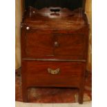 George III tray top commode with two door cupboard