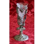 EP single epergne stand with vine leaf and grape decoration, 24cm.