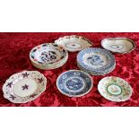 Part dessert set of 18th century Crown Derby with blue and gilt decoration,