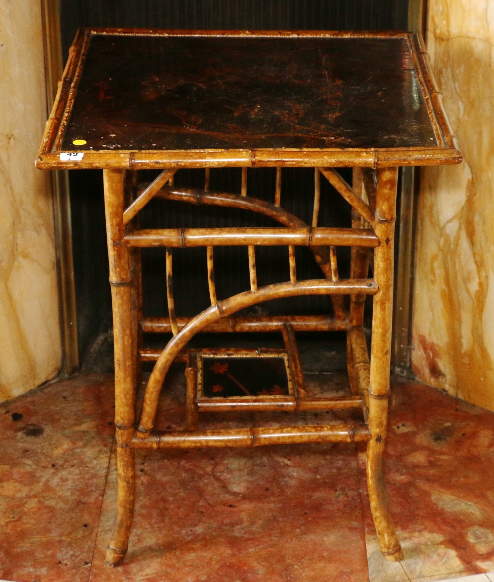 19th century bamboo and gilt lacquer two tier table,