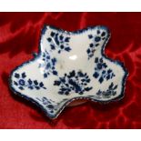 18th century blue and white pickle dish with floral decoration probably Bow CONDITION REPORT: