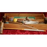 Vintage Jacques croquet set with original pine box,