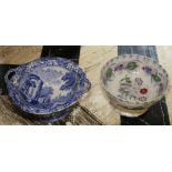 19th century 'Virginia' pattern fruit bowl and a Copeland Spode's Italian pattern twin-handled