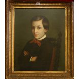 ENGLISH 19th CENTURY SCHOOL
Half length portrait of a young boy in a brown jacket
Oil on canvas,