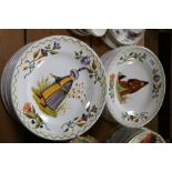 Set of Italian dessert dishes, nine decorated with a Turkish figure and seven decorated with a