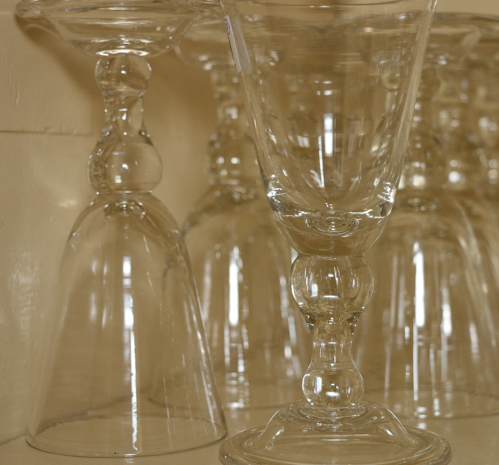 20th century suite of ten Georgian style claret glasses,