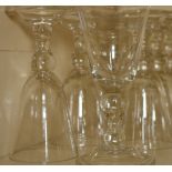 20th century suite of ten Georgian style claret glasses,