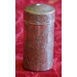 Sterling silver box with etched scrolling decoration
