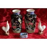Pair of mid 20th century Chinese porcelain cockerels,