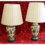 Pair of modern Chinese famille verte lamp bases,