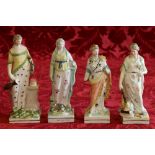 Group of four Staffordshire Pearlware figures including "Lost Piece Found" 22cm and three others