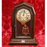 T Middlemass of Edinburgh mercury pendulum clock in a veneered case with arched top and painted