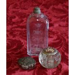19th century floral engraved glass spirit flask,
