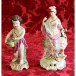 19th century Derby polychrome decorated classical figure of Athena, 27cm,  and another figure of a