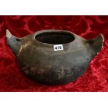 Pre Columbian terracotta pot 20cm CONDITION REPORT: Chipped and holed