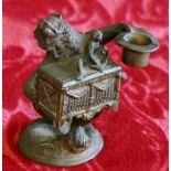 19th century Austrian bronze novelty vesta holder in the form of a bear carrying a casket,