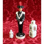 Liquore Galliano "Carabiniere" bottle and two dice bottles (3)