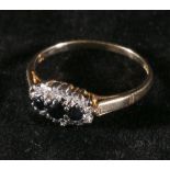 9ct gold sapphire and diamond ring, size L1/2,