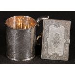 Victorian silver christening mug with beaded rim,