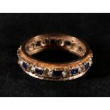 9ct gold sapphire and diamond eternity ring, size O, 3,