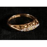 18ct gold five stone diamond ring,