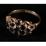 9ct gold sapphire cluster ring size Q