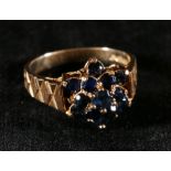 9ct gold sapphire cluster ring