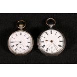 Silver cased pocket watch, the dust plate engraved Rattray of Dundee stamped 925 and another (2)