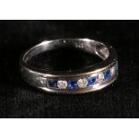 9ct gold white stone and sapphire set ring,