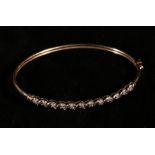 9ct gold diamond half hoop bangle