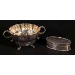 Silver toasting cup of lobed circular form,