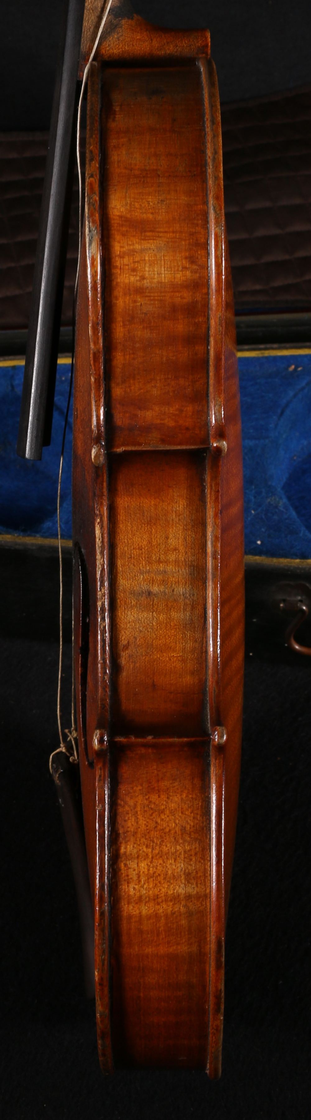 Violin bearing paper label to interior "model Antonius Stradivarious Cremonensis fabrecat anno - Image 3 of 5