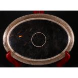 1920's oval silver mounted tortoiseshell visiting card tray, Birmingham 1925, maker Walker and Hall,