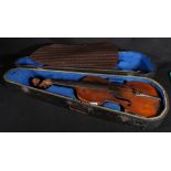 Violin bearing paper label to interior "model Antonius Stradivarious Cremonensis fabrecat anno