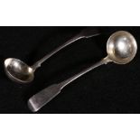 Pair of George IV Scottish silver fiddle pattern toddy ladles, Glasgow 1826,