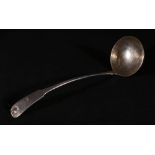 George IV silver shell and fiddle pattern soup ladle, Maker FH,