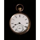 Victorian 9ct gold open faced pocket watch, maker J Varty Wilson of Carlisle, engraved inscription