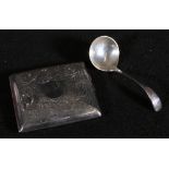 Silver cigarette case, engraved 1918 and a sauce ladle, 4oz.