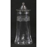 Edwardian silver mounted cut glass sugar caster, maker JD and WD, Sheffield,