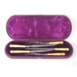 A Victorian five piece carving set, with