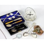 A silver child's Christening set, cased,