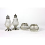 A pair of glass and silver salts Chester