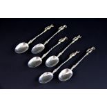 A collection of six French silver tea sp