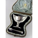 A cased Victorian silver sugar bowl and