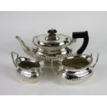 A silver three piece batchelor's tea ser