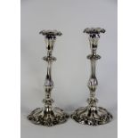 A pair of Victorian silver plated candle