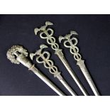 Four Victorian silver skewers Francis Hi