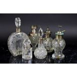 Six silver mounted scent bottles/atomise