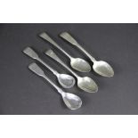 A pair of silver fiddle pattern egg spoons Aberdeen makers mark 'PG', a J. Erskine of Aberdeen 1818