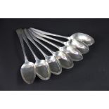 Seven silver Old English pattern table spoons Richard Crossley, London 1803 and 1804, later